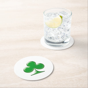 Dessous-de-verre Rond En Papier Shamrock de la fête de la Saint-Patrick sur le tr