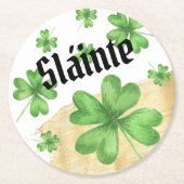 Dessous-de-verre Rond En Papier Shamrock Slainte (Devant)