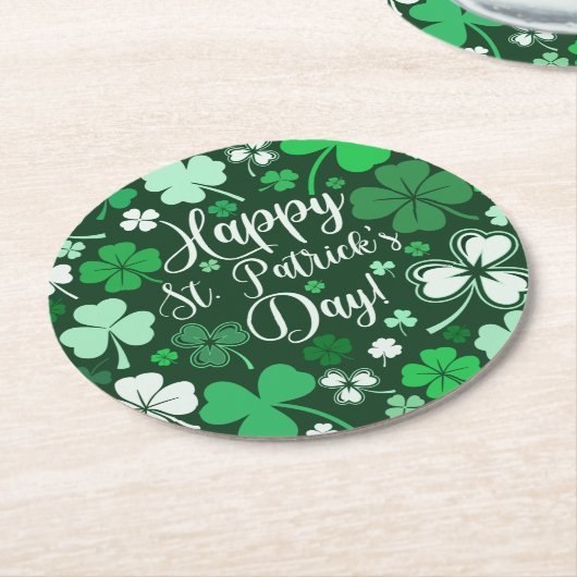 Dessous-de-verre Rond En Papier Shamrock St Patrick's (Incliné)