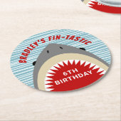 Dessous-de-verre Rond En Papier Shark Bite N'importe quel âge fête d'anniversaire (Incliné)