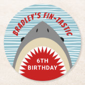 Dessous-de-verre Rond En Papier Shark Bite N'importe quel âge fête d'anniversaire (Devant)
