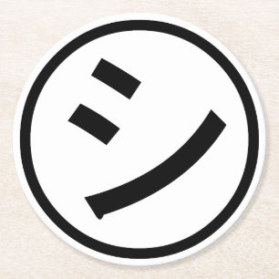 Dessous-de-verre Rond En Papier ㋛ Shi Kana Katakana Smiling Emoji / Emoticon