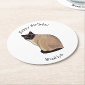 Dessous-de-verre Rond En Papier Siamese cat cartoon (Incliné)