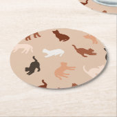 Dessous-de-verre Rond En Papier Silhouette de chat (Incliné)