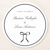 Dessous-de-verre Rond En Papier Simple Bow Mariage Classique (Devant)