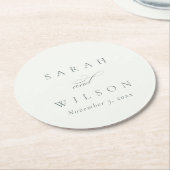 Dessous-de-verre Rond En Papier Simple Chic Élégant Écriture Mariage Noir Blanc (Incliné)