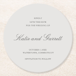 Dessous-de-verre Rond En Papier Simple couleur unie gris Save the Date