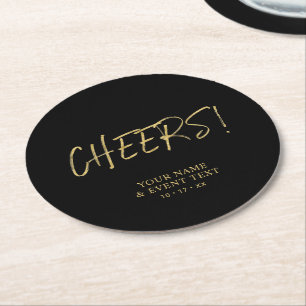 Dessous-de-verre Rond En Papier Simple Gold Cheers Anniversaire Adulte Fête Rond P