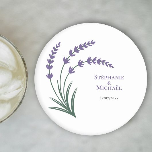 Dessous-de-verre Rond En Papier Simple Lavender Wedding
