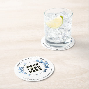 Dessous-de-verre Rond En Papier Simple Logo & Texte Minimaliste Personnalisé