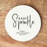 Dessous-de-verre Rond En Papier Simple moderne Neutral Bébé Sprinkel<br><div class="desc">Fêtez votre petit avec notre dessous de verre en papier rond moderne et simple, neutre, avec un design minimaliste noir et blanc, moderne et joli. Avec son esthétique propre et d'inspiration boho, l'atmosphère contemporaine et neutre pour le genre est parfaite pour accueillir un bébé garçon ou une fille en toute...</div>