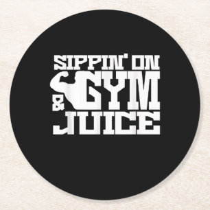Dessous-de-verre Rond En Papier Sippin Sur Jus De Gym - Les Chemises D'Entraînemen