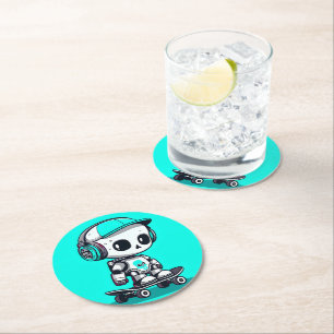 Dessous-de-verre Rond En Papier Skate SkullBot