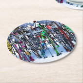 Dessous-de-verre Rond En Papier Skis and Poles (Incliné)