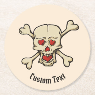 Dessous-de-verre Rond En Papier Skull with Hearts