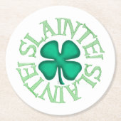 Dessous-de-verre Rond En Papier Slainte! blanc papier rond bois des grilles (Devant)