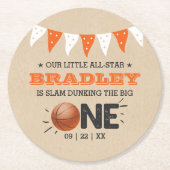 Dessous-de-verre Rond En Papier Slam Dunking The Big One | Basketball 1er annivers (Devant)