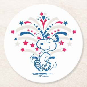 Dessous-de-verre Rond En Papier Snoopy 4 juillet Danse