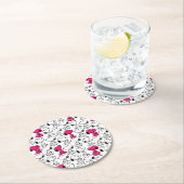 Dessous-de-verre Rond En Papier Snoopy Black & Magenta Motif (En situation)