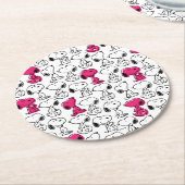 Dessous-de-verre Rond En Papier Snoopy Black & Magenta Motif (Incliné)