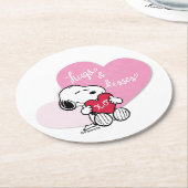 Dessous-de-verre Rond En Papier Snoopy Hugs & Kisses (Incliné)