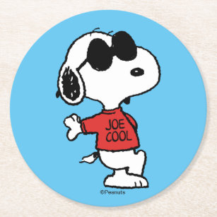 Dessous-de-verre Rond En Papier Snoopy "Joe Cool" debout