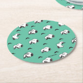 Dessous-de-verre Rond En Papier Snoopy Mustaches & Teal Pattern (Incliné)