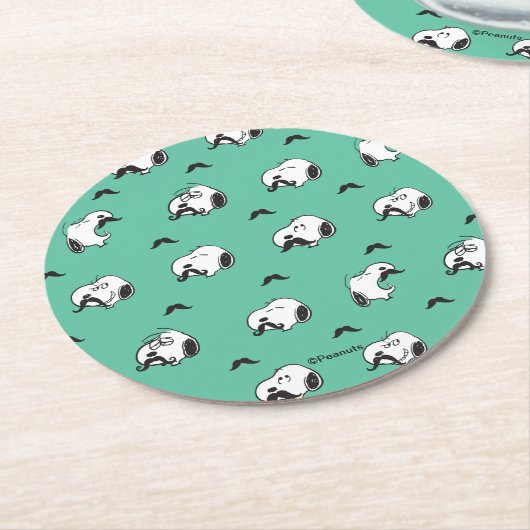 Dessous-de-verre Rond En Papier Snoopy Mustaches & Teal Pattern (Incliné)