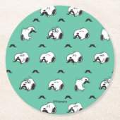 Dessous-de-verre Rond En Papier Snoopy Mustaches & Teal Pattern (Devant)
