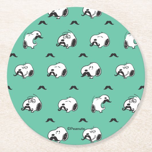 Dessous-de-verre Rond En Papier Snoopy Mustaches & Teal Pattern (Devant)