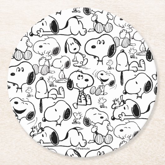 Dessous-de-verre Rond En Papier Snoopy Smile Giggle Laugh Pattern (Devant)