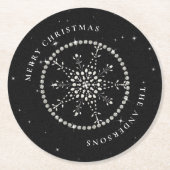Dessous-de-verre Rond En Papier Snowflakes Parties scintillant Black Christmas Chi (Devant)