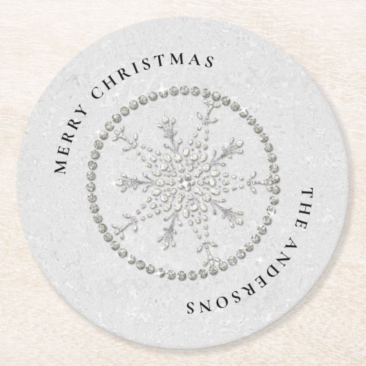 Dessous-de-verre Rond En Papier Snowflakes Sparkings Parties scintillant Blanc Noë (Devant)