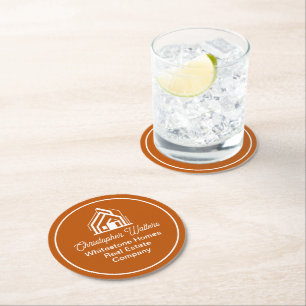 Dessous-de-verre Rond En Papier Société immobilière Burnt Orange Realtor personnal