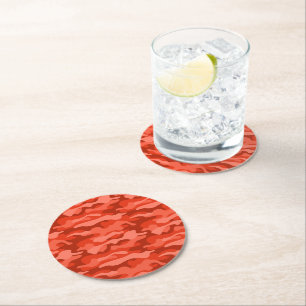 Dessous-de-verre Rond En Papier Soda Orange Camo Monocolore