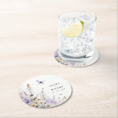 Dessous-de-verre Rond En Papier Soft Lilac Fleur sauvage Butterfly Garden Mariage (En situation)
