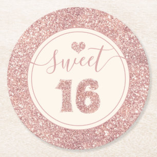 Dessous-de-verre Rond En Papier Soirée 16 Roses Gold Faux Parties scintillant Ann