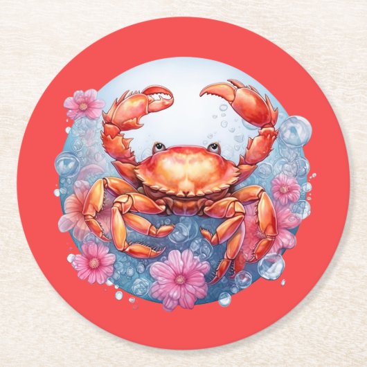Dessous-de-verre Rond En Papier Soirée amoureuse du crabe (Devant)
