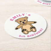 Dessous-de-verre Rond En Papier Soirée Anniversaire de enfant mignonne Teddy Bear (Incliné)
