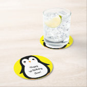 Dessous-de-verre Rond En Papier Soirée d'anniversaire de Penguin (En situation)
