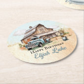 Dessous-de-verre Rond En Papier Soirée d'anniversaire des petits fermiers (Incliné)