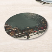 Dessous-de-verre Rond En Papier Soirée de Noël (Incliné)