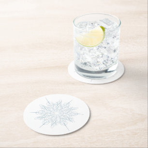 Dessous-de-verre Rond En Papier Soirée de Noël Elégante Ice Blue Snowflake