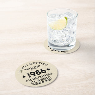 Dessous-de-verre Rond En Papier Soirée personnalisée vintage de 35 ans