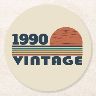 Dessous-de-verre Rond En Papier Soirée personnalisée vintage de 35 ans