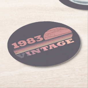Dessous-de-verre Rond En Papier Soirée personnalisée vintage de 40 ans