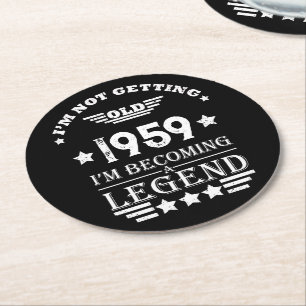 Dessous-de-verre Rond En Papier Soirée personnalisée vintage de 65e anniversaire
