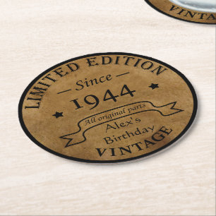 Dessous-de-verre Rond En Papier Soixante-dix vintages fête du 80e anniversaire