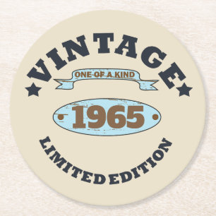 Dessous-de-verre Rond En Papier Soixante vintage 60e anniversaire personnalisée