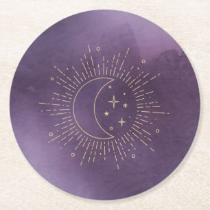 Dessous-de-verre Rond En Papier Soleil et Lune